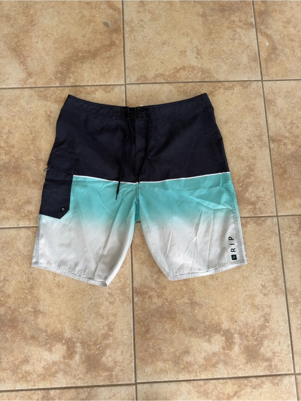 Rip Curl Navy, Teal & White Ombre Boardshorts
